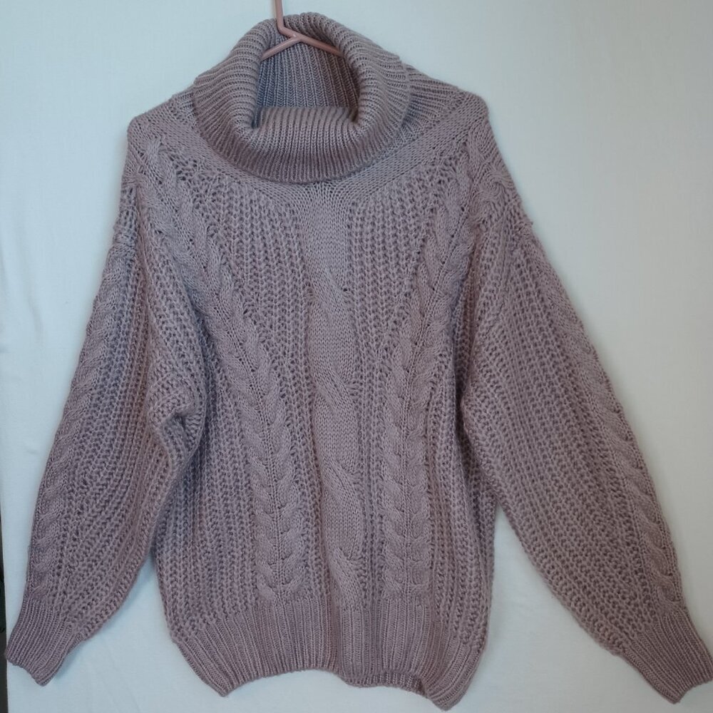 Chunky‎ Knit Turtleneck Sweater Pullover Long Sleeve Cable Knit Womens Small